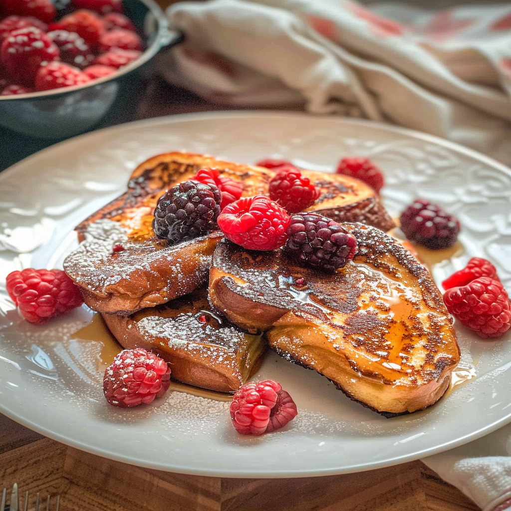 Friendsgiving Raspberry & Mascarpone French Toast with Powdered Sugar