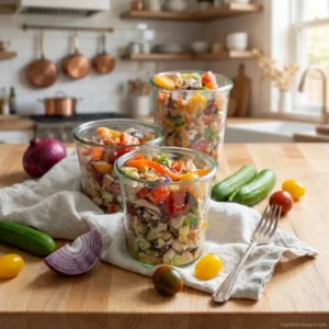 High Protein Greek Salad with Chickpeas and Tuna Recipe