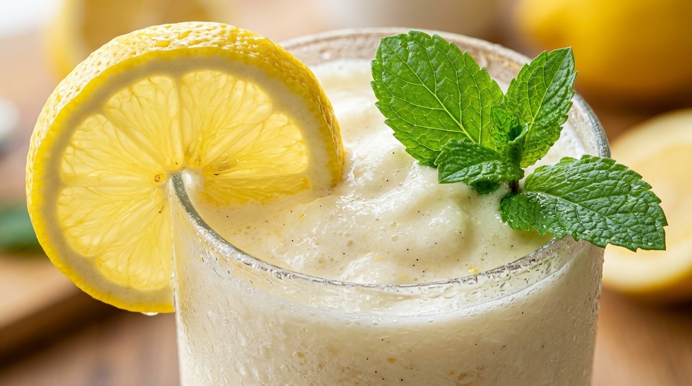 Creamy Copycat Chick-fil-A Frosted Lemonade macro close-up