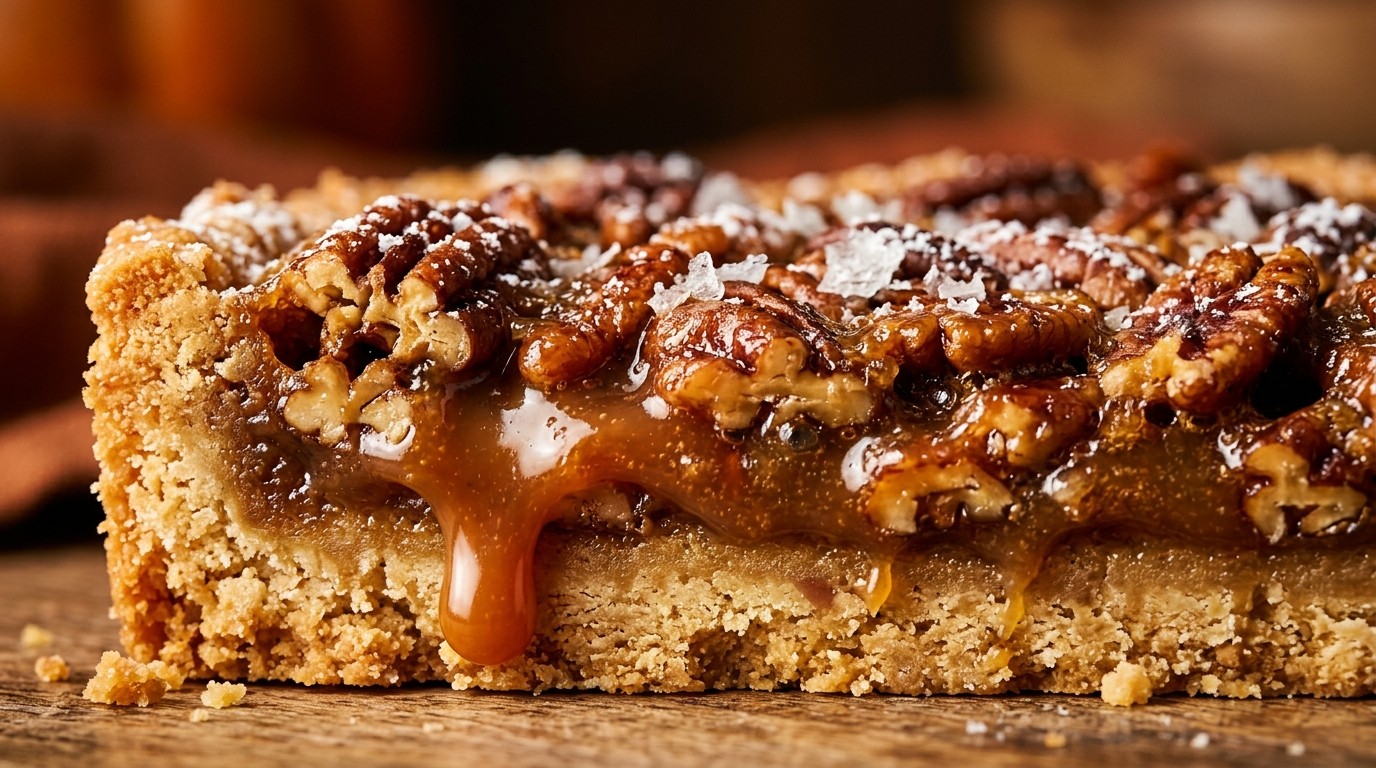 Gooey Brown Butter Pecan Pie Bars hero shot
