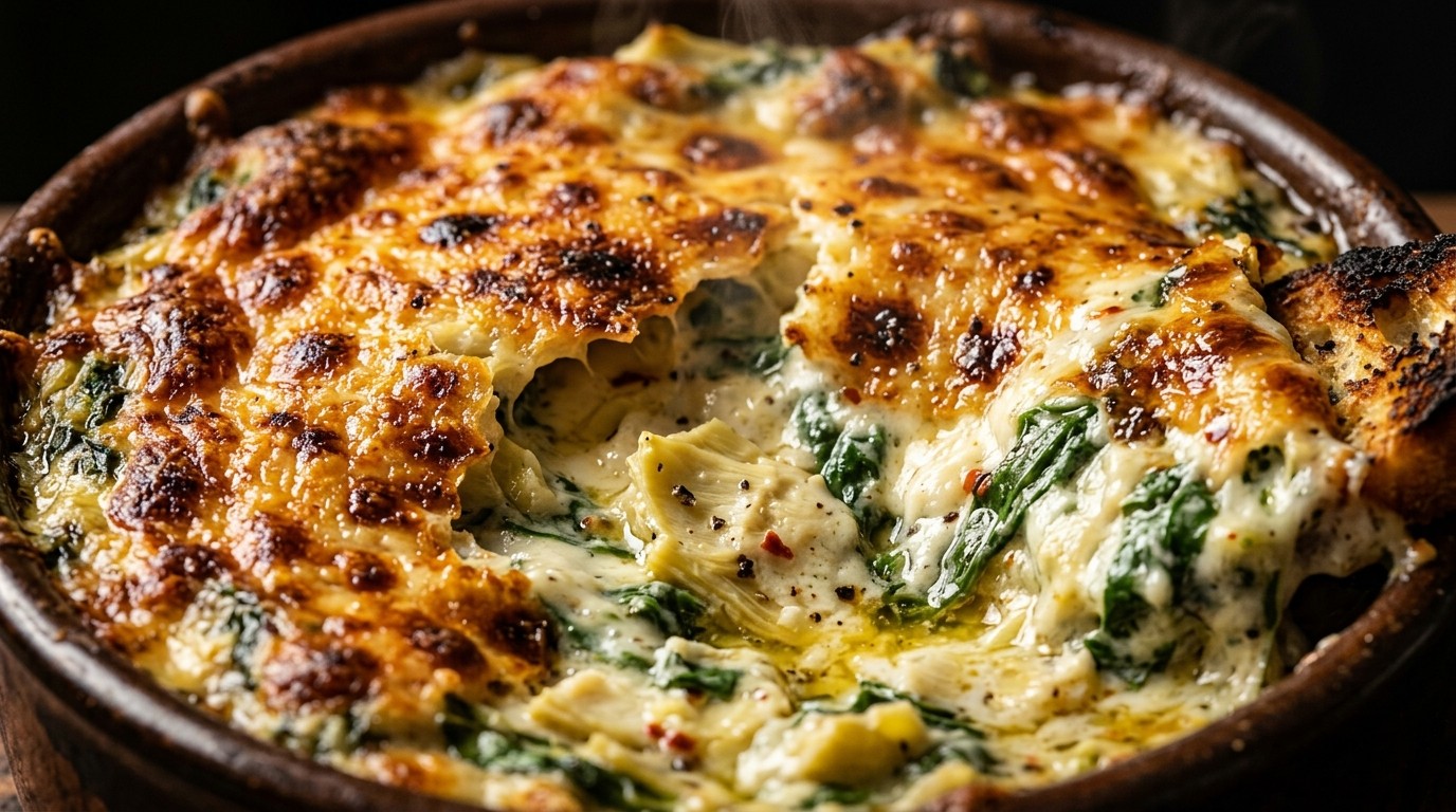 Ultra-Cheesy Hot Spinach Artichoke Dip hero shot