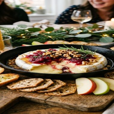 Warm Honey Cranberry Baked Brie ultra close-up hero