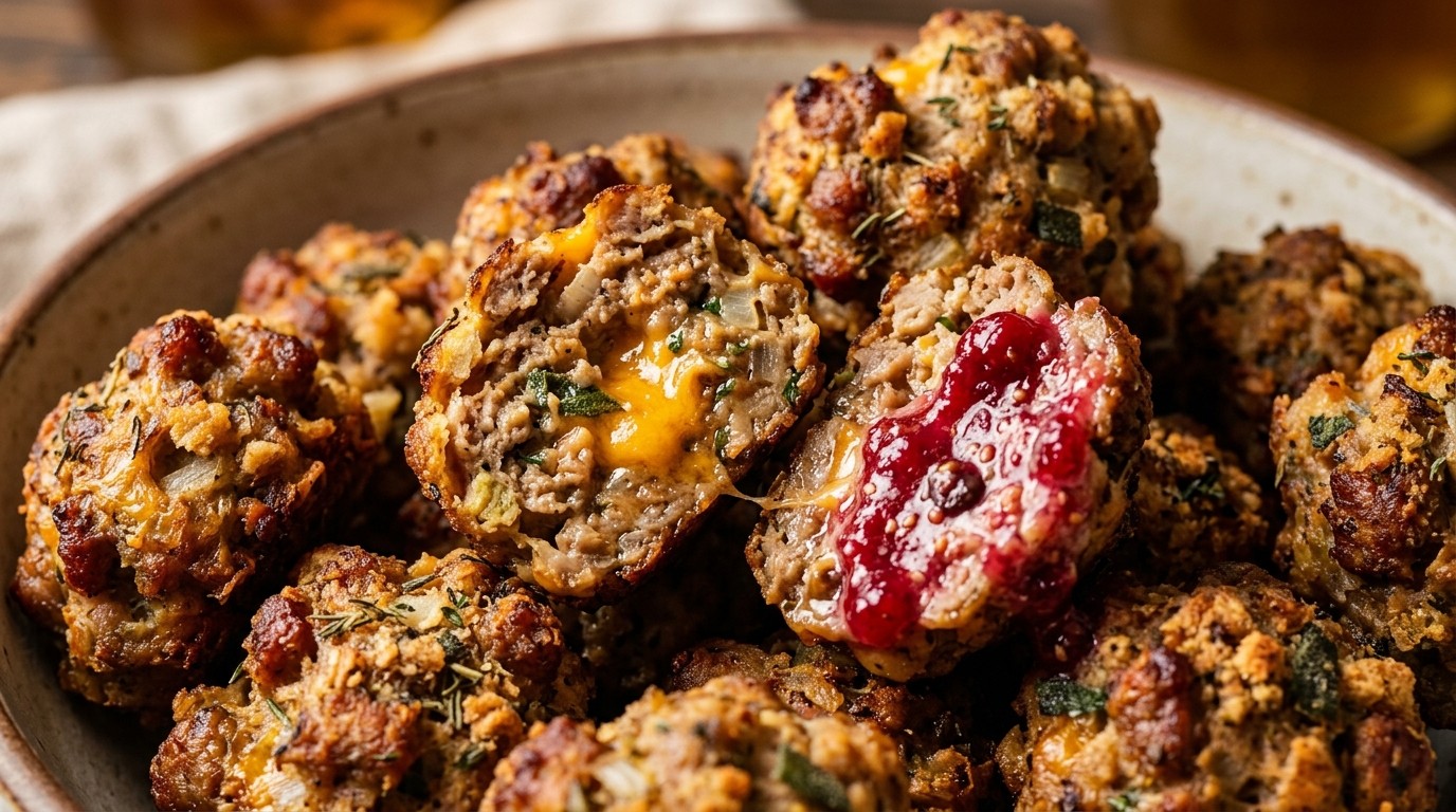 Crispy Stuffing Sausage Balls hero shot