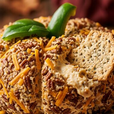 Festive Pumpkin Cheese Ball ultra close-up hero