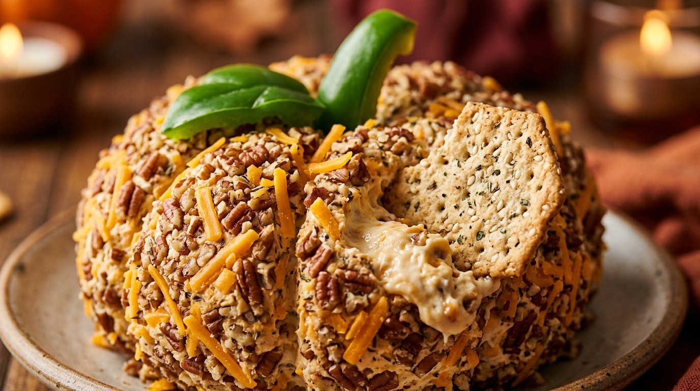 Festive Pumpkin Cheese Ball hero shot