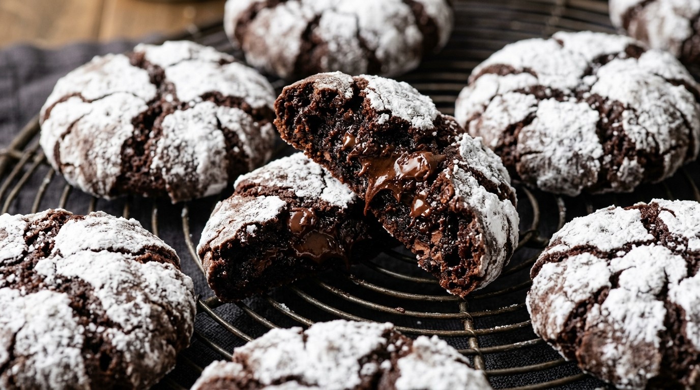 Fudgy Chocolate Crinkle Cookies hero shot